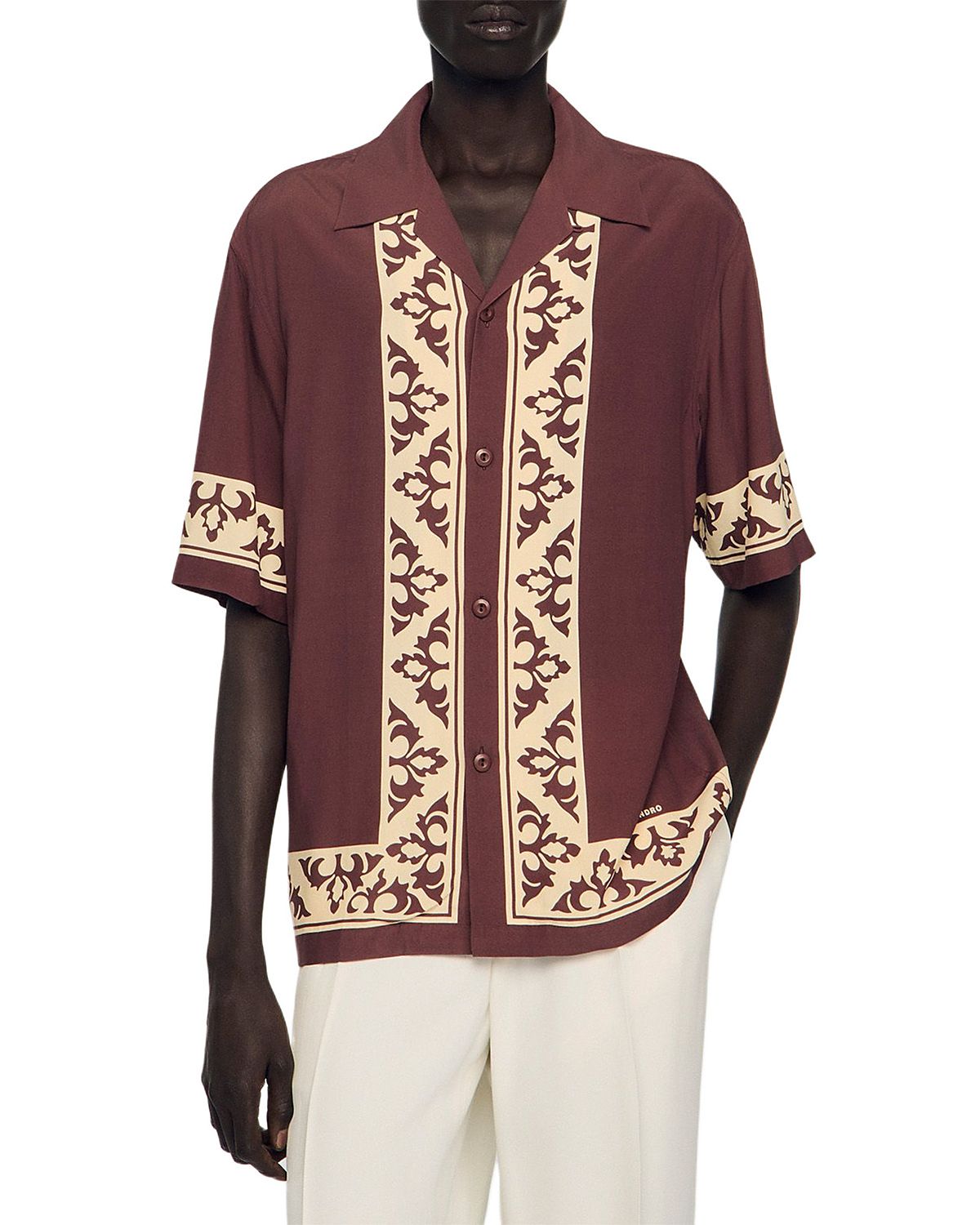 Sandro SS26 Loose Fit Amalfi Contrast Print Shirt