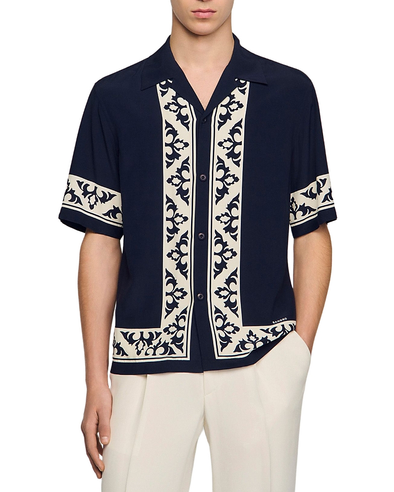 Sandro SS26 Loose Fit Amalfi Contrast Print Shirt
