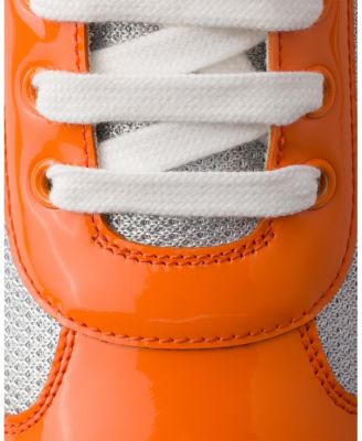 Men's America's Cup Patent Leather and Technical Fabric Sneakers in Bright Orange