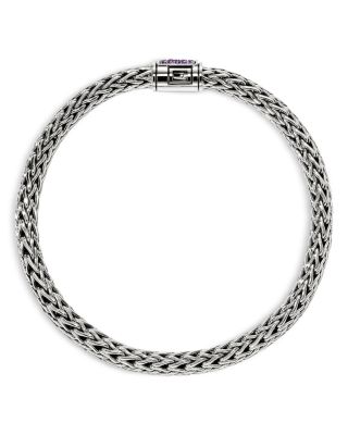 Sterling Silver Icon Amethyst Woven Link Bracelet