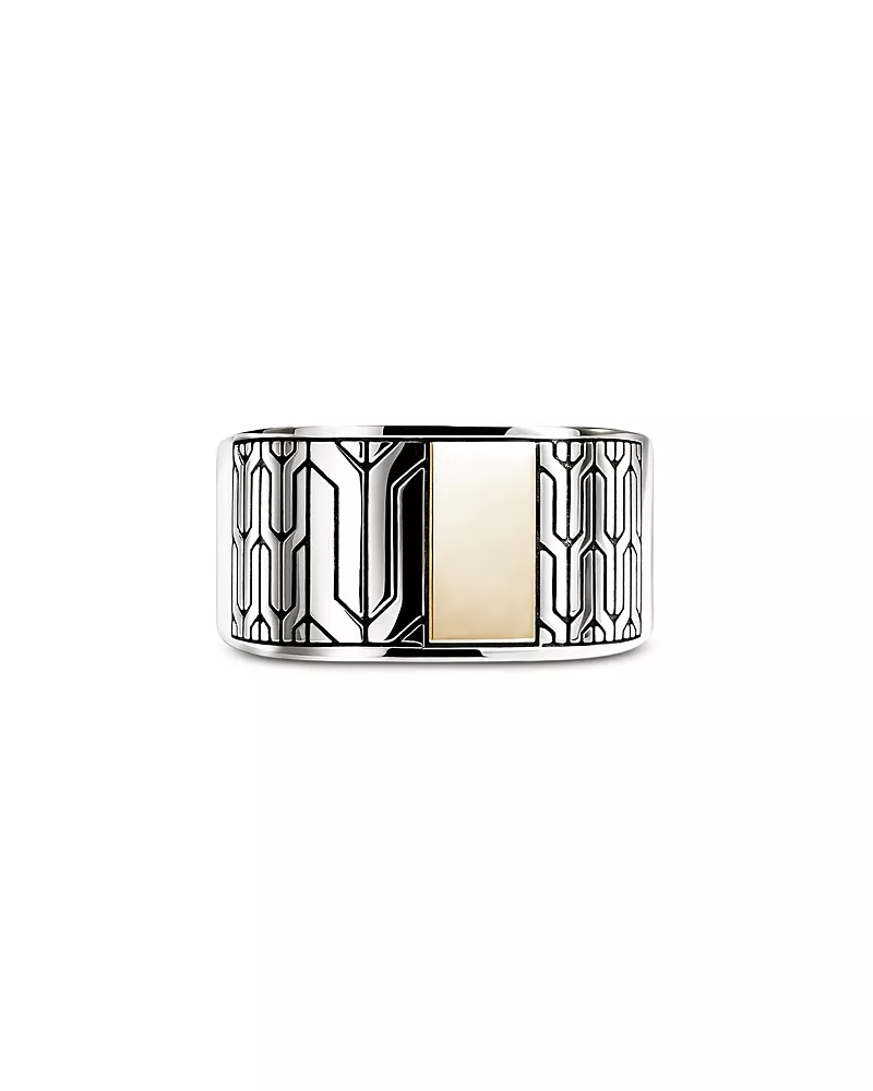 John Hardy Sterling Silver & 14K Yellow Gold Icon 50 Signet Ring