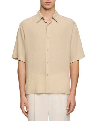 Pleated Shark Collar Shirt