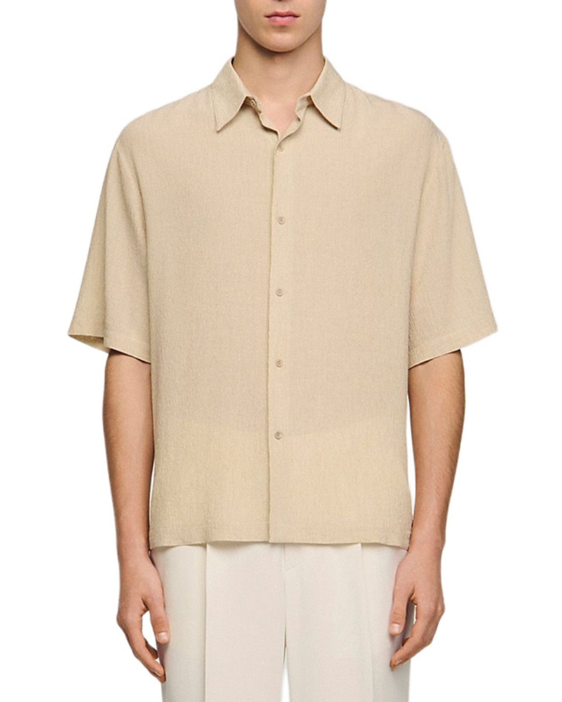 Sandro Pleated Shark Collar Shirt
