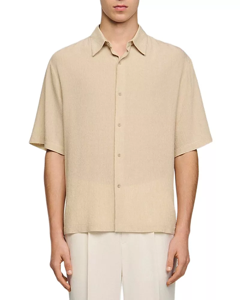 Sandro Pleated Shark Collar Shirt