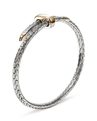 14K Yellow Gold & Sterling Silver Spear Flex Cuff Bypass Bracelet