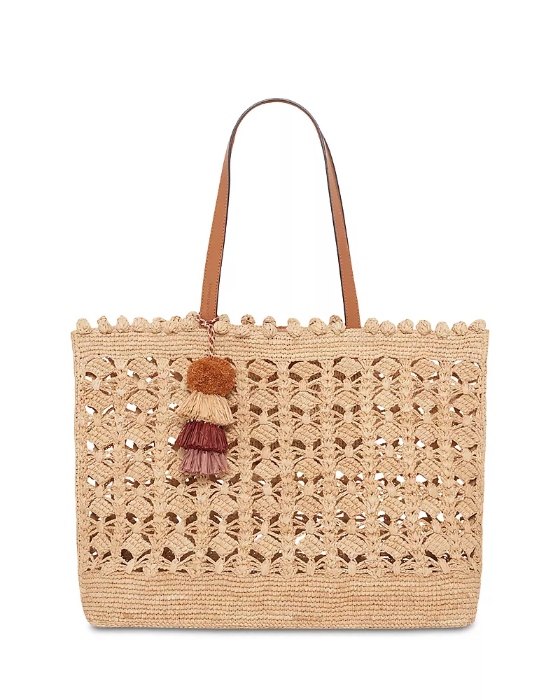 Gerard Darel Sandra Crochet Raffia Tote Bag