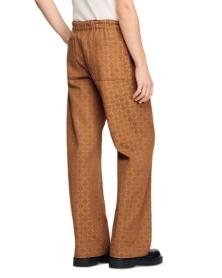 Wide-leg Jacquard Square Cross Denim Trousers