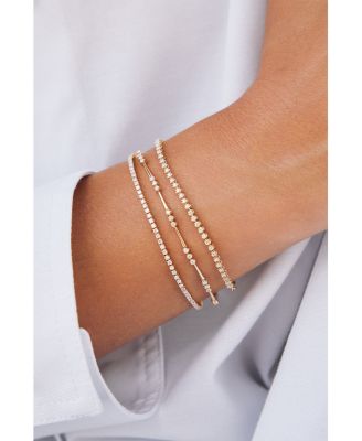 Crown Set Diamond Eternity Bracelet in 14K Yellow Gold, 0.48 tcw