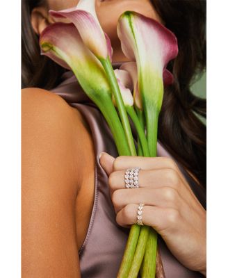 14K Yellow Gold Diamond Heart Cluster Eternity Band