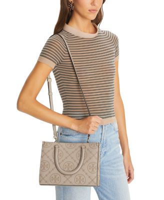 T Monogram Embossed Square Tote