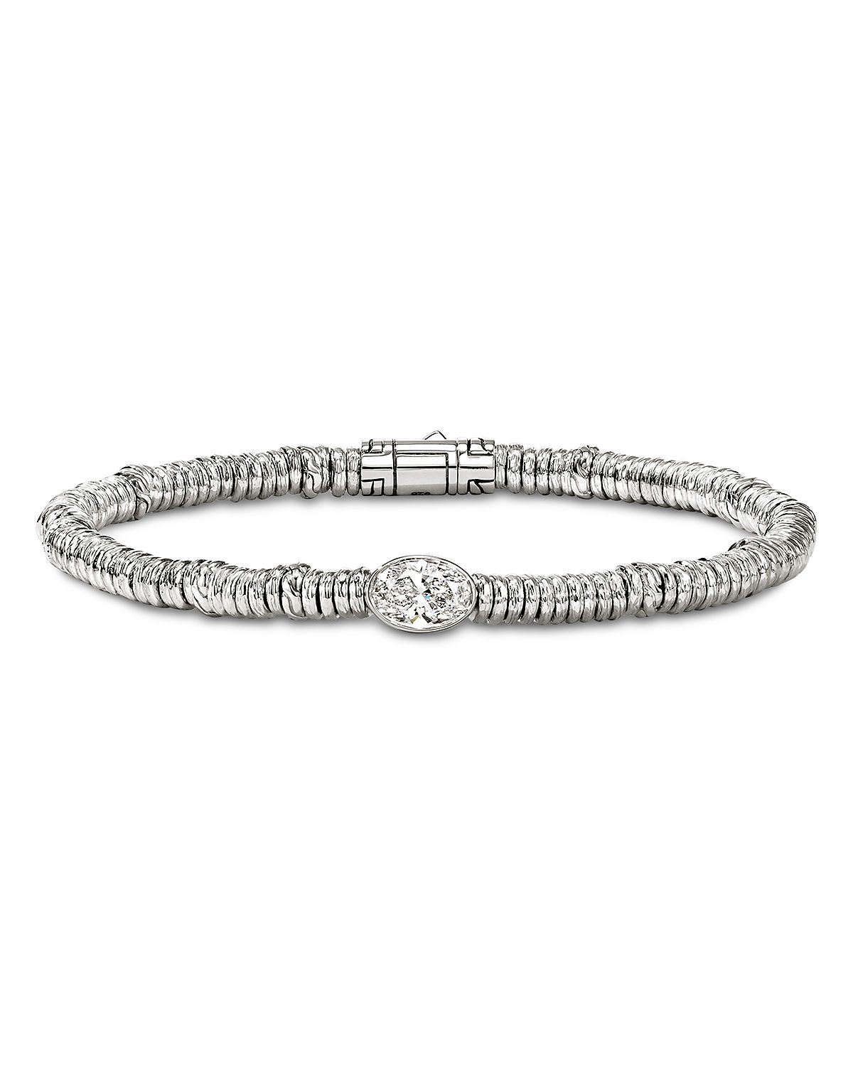 John Hardy Sterling Silver Jh Lovestruck Lab Grown Diamond Solitaire Heishi Bead Bracelet