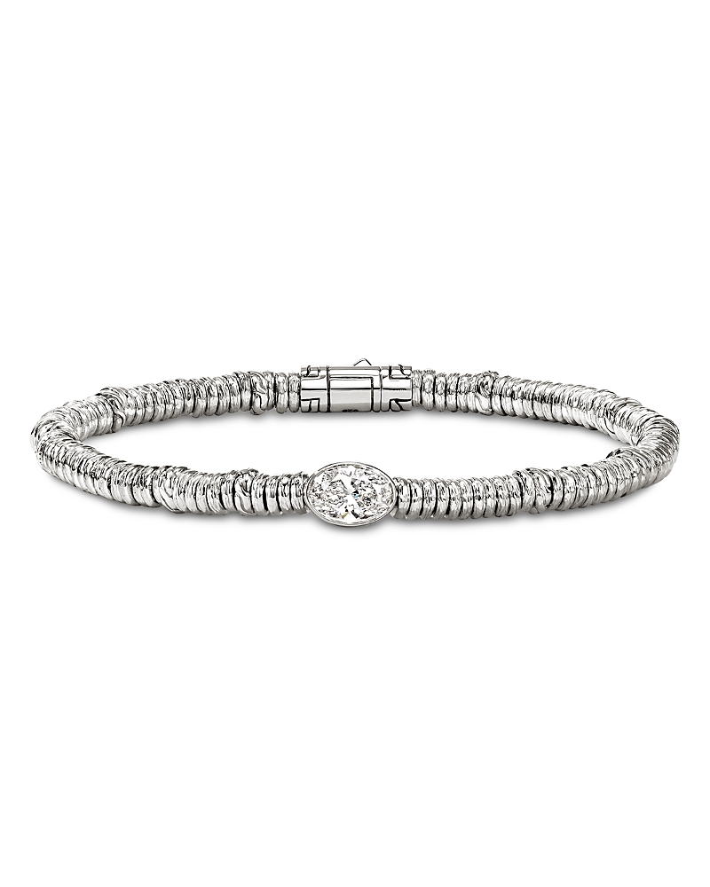 John Hardy Sterling Silver Jh Lovestruck Lab Grown Diamond Solitaire Heishi Bead Bracelet