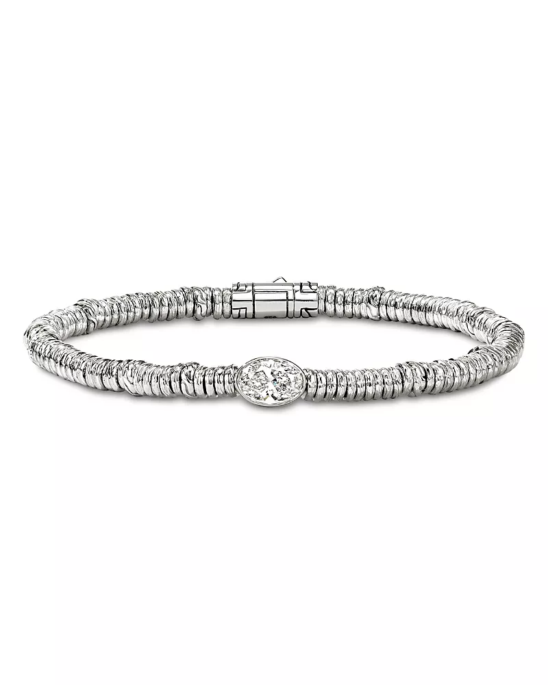John Hardy Sterling Silver Jh Lovestruck Lab Grown Diamond Solitaire Heishi Bead Bracelet