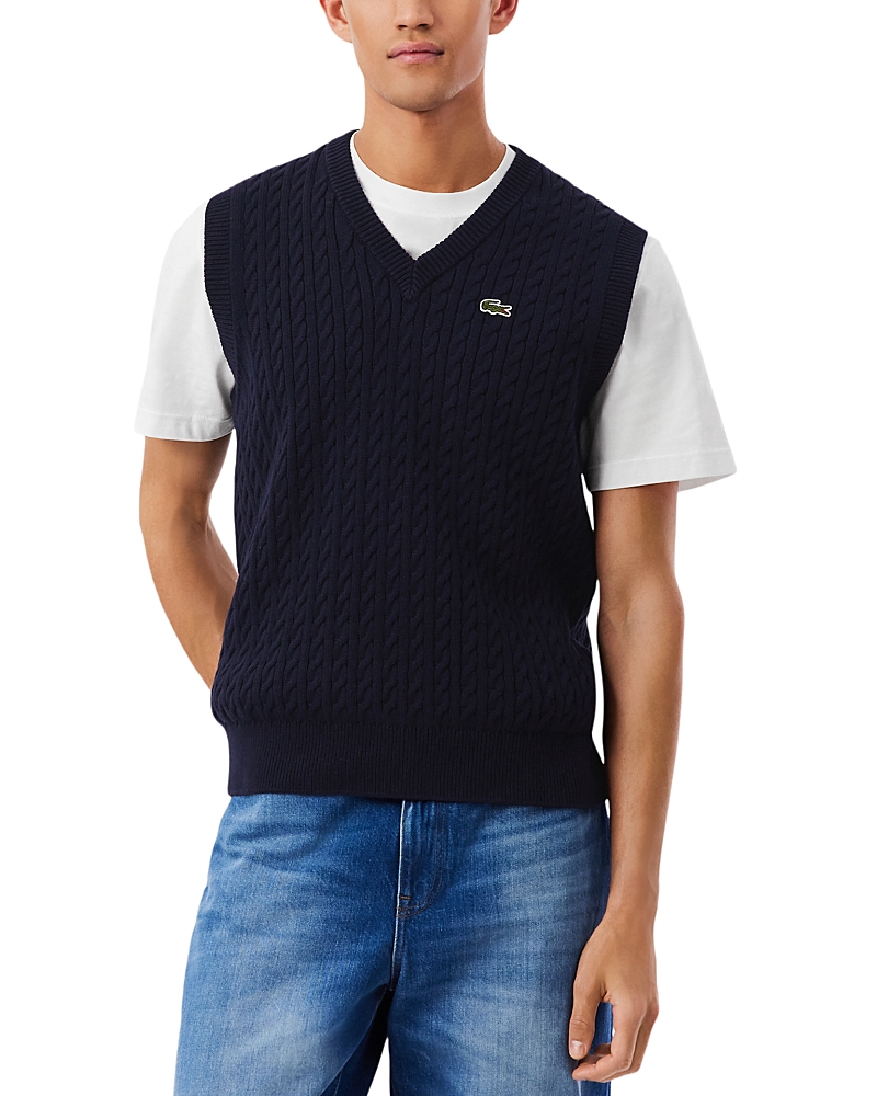 Lacoste Cable Knit Cotton Sweater Vest