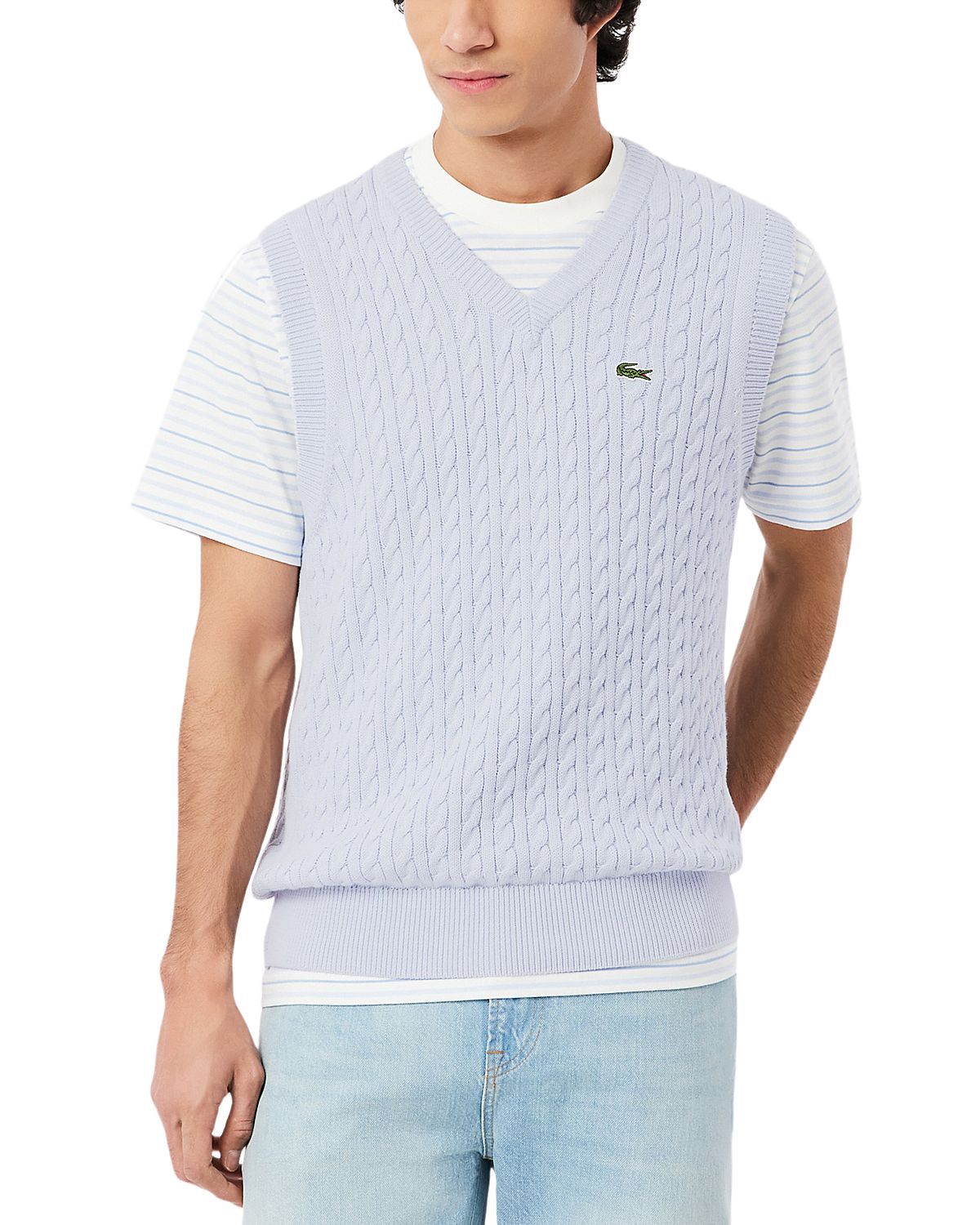 Lacoste Cable Knit Cotton Sweater Vest