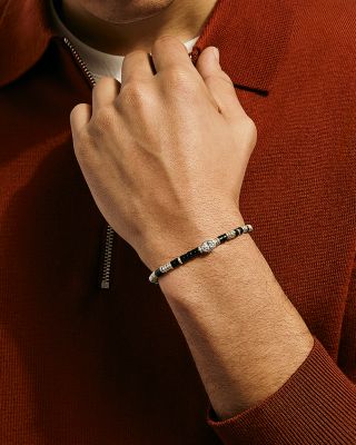 Sterling Silver JH Lovestruck™ Lab Grown Diamond Solitaire & Onyx Heishi Bead Bracelet