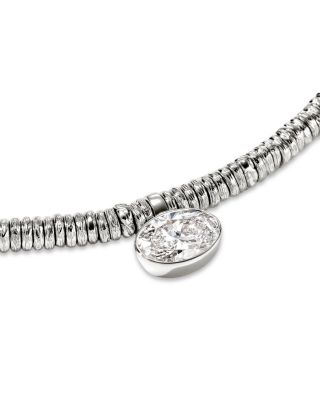 Sterling Silver JH Lovestruck™ Lab Grown Diamond Solitaire Bezel Heishi Bead Pendant Necklace, 18"