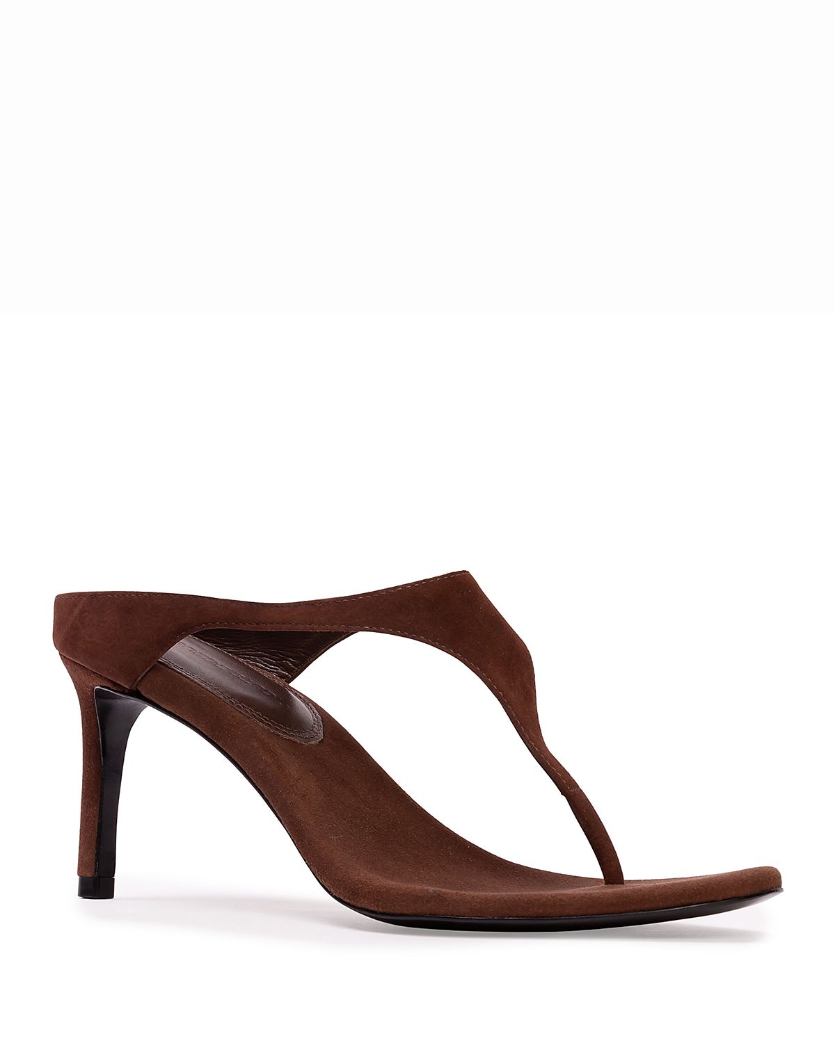 Black Suede Studio Women's Square Toe Thong Sandals