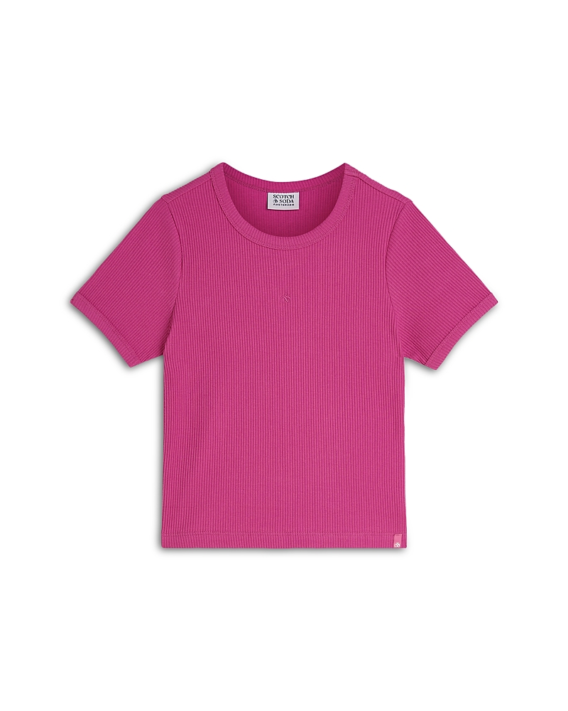 Scotch & Soda Girls' Seasonal Core Ribbed Slim Fit Tee - Little Kid, Big Kid