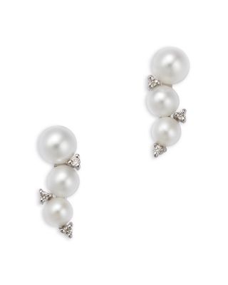 Spring Pearl Freshwater Pearl & Diamond Earrings in 14K Yellow Gold