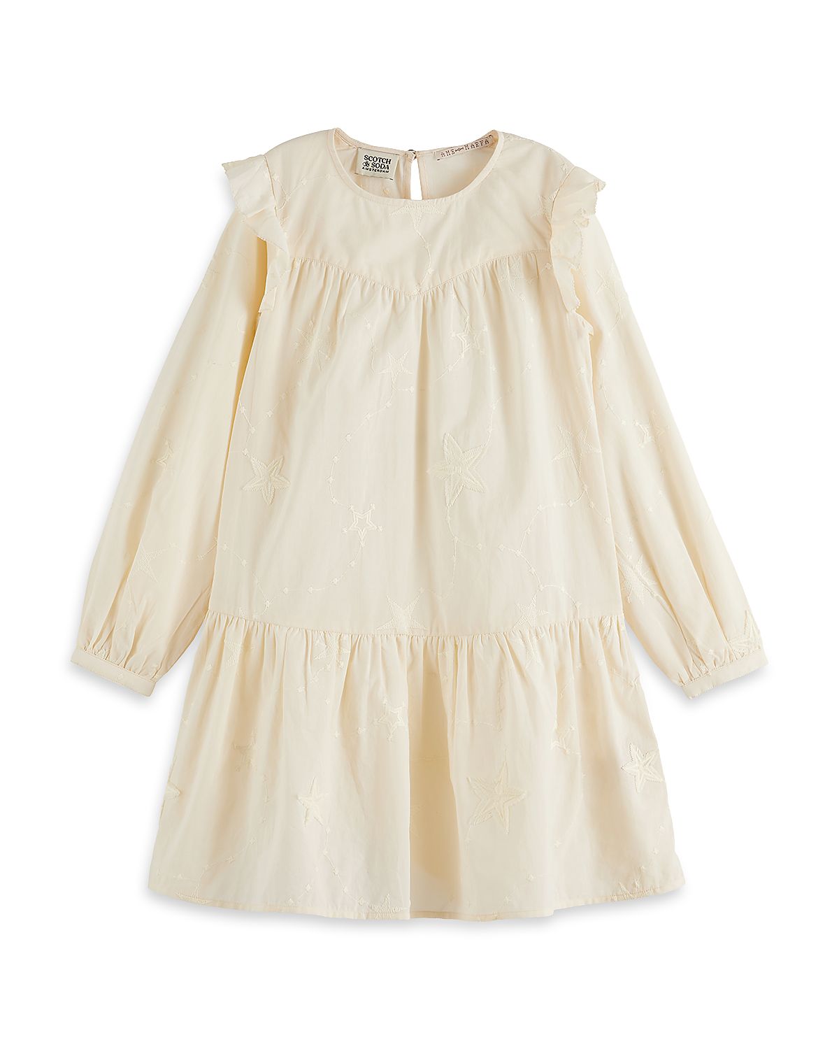 Scotch & Soda Girls' Fringe Embroidered Long Sleeve Dress - Little Kid, Big Kid