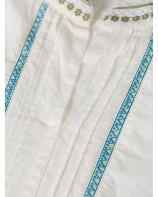 Girls' Embroidered Cuff Long Sleeve Cotton Shirt - Little Kid, Big Kid