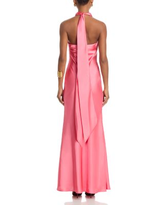 Charmeuse Halter Neck Long Dress - Exclusive