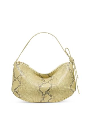 Loop Snake Embossed Leather Shoulder Bag