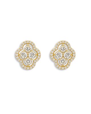 18K Yellow Gold Diamond Maison Stud Earrings