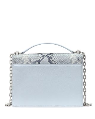 Deco Snake Embossed Leather Shoulder Bag