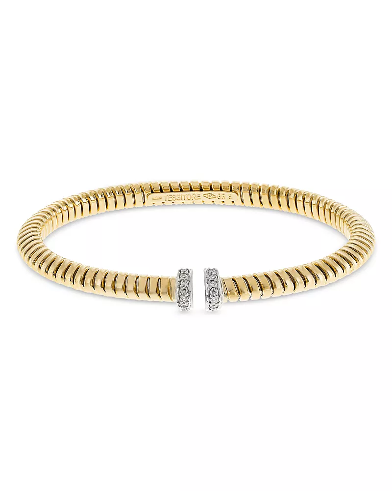Alberto Milani 18K Yellow Gold Diamond Via Mercanti Tubogas Kiss Bracelet