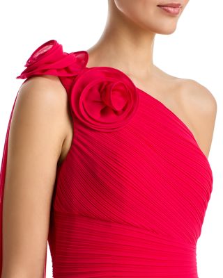 Pleat Chiffon Flower Trim Gown 