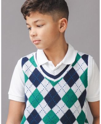  Organic V-Neck Argyle Sweater Vest - Little Kid