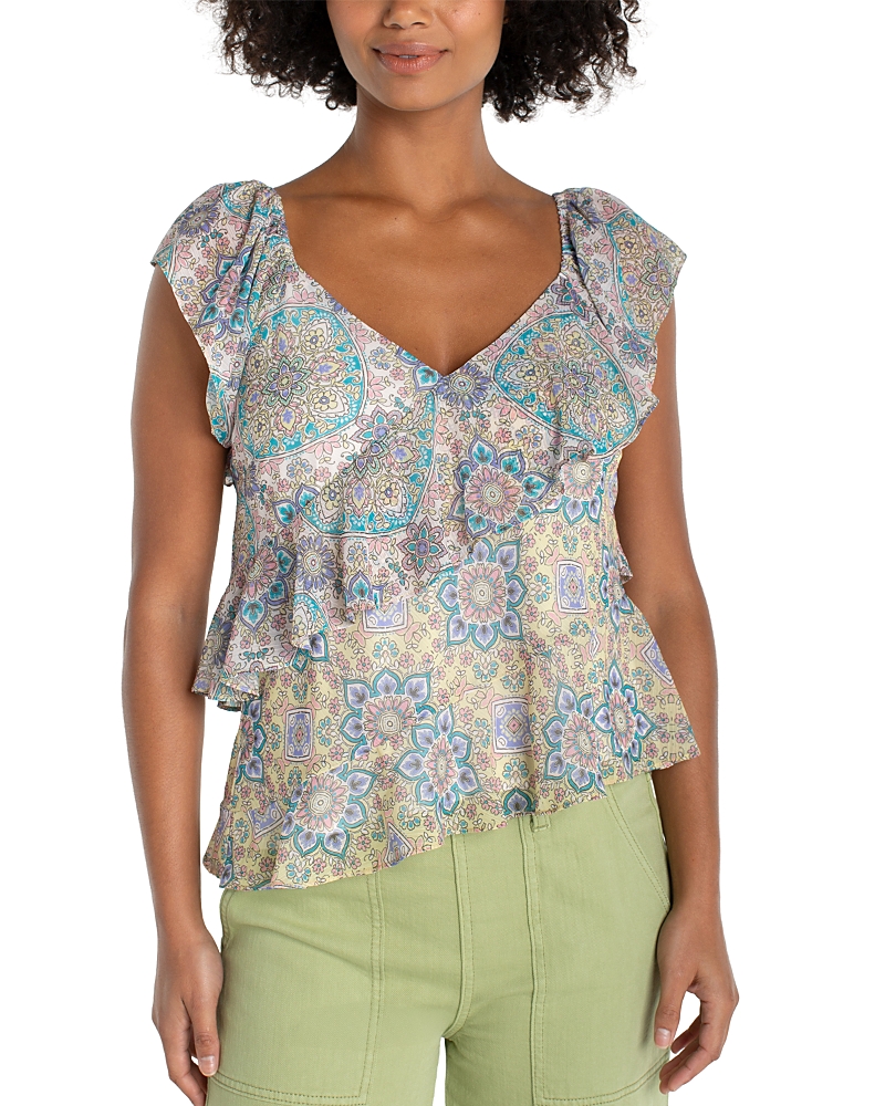 Liverpool Los Angeles Flutter Sleeve Draped Woven Blouse