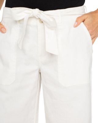 Belted High Rise Crop Wide Leg Jeans in White