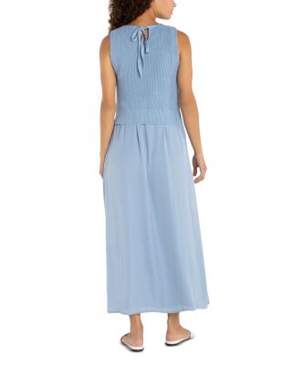 Sleeveless Crewneck Tie Back Sweater Woven Dress