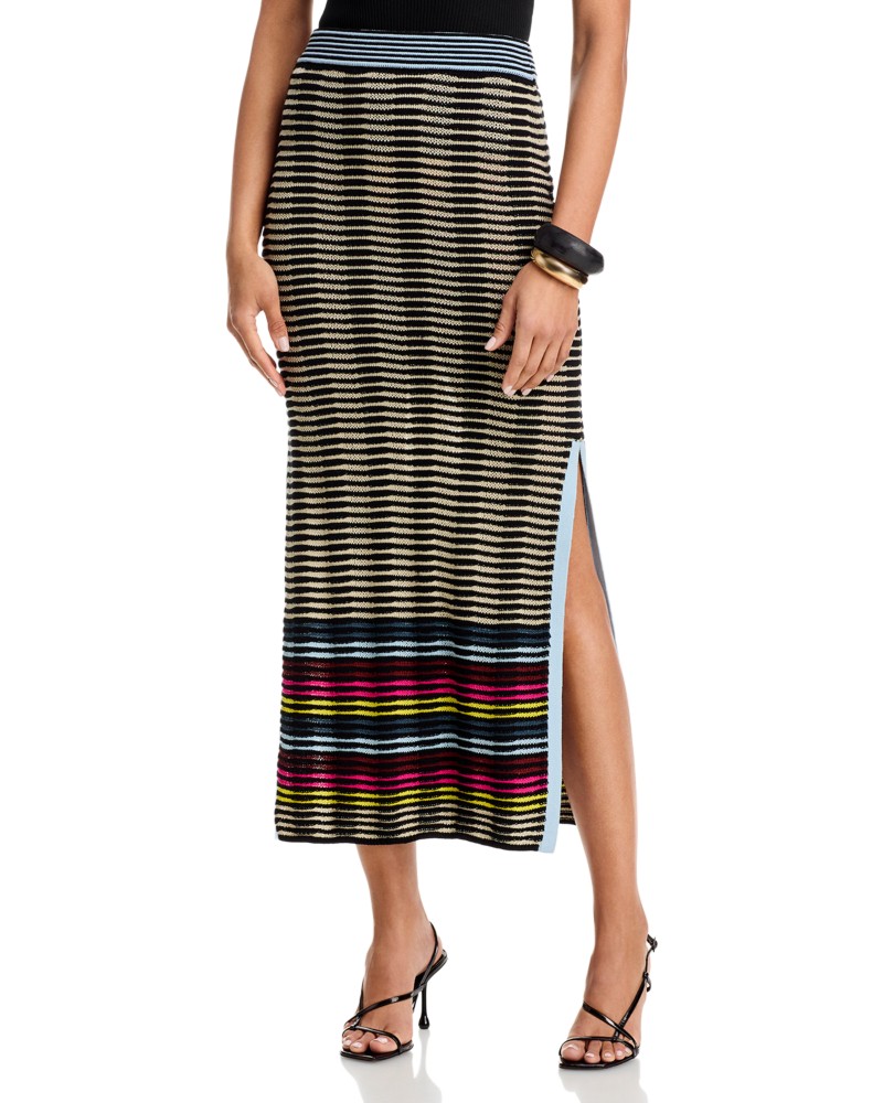 Christopher John Rogers Wave Knit Pencil Skirt in Black Multi