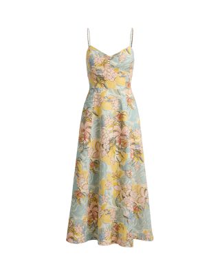 Floral Linen Sleeveless Midi Dress