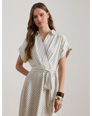Striped Belted Twill Dress