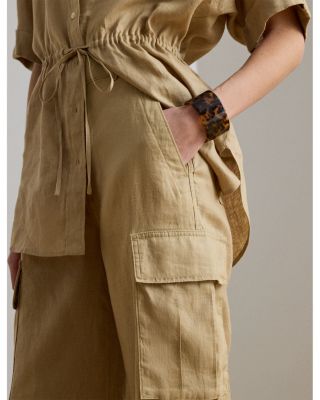 Linen Wide Leg Cargo Pants