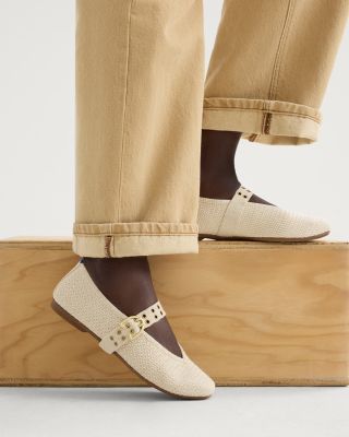 Women's Max Buckle Knit Mesh Mary Jane Flats