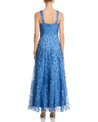 Floral Appliqu&eacute;d V Neck Gown