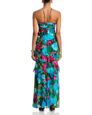 Chiffon Floral Print Ruffle Dress - Exclusive