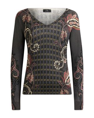 Silk Cashmere V Neck Long Sleeve Sweater