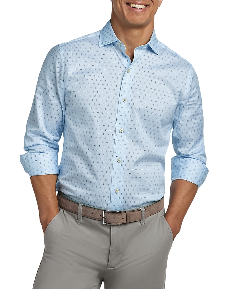 David Donahue Geometric Print Sport Shirt