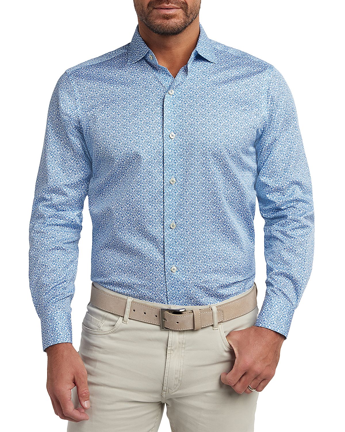 David Donahue Micro Paisley Print Shirt