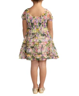  Girls' Floral Scoop Neck Ruffle Dress - Little Kid, Big Kid