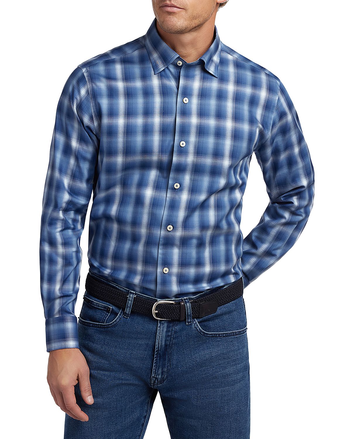 David Donahue Ombre Twill Check Shirt