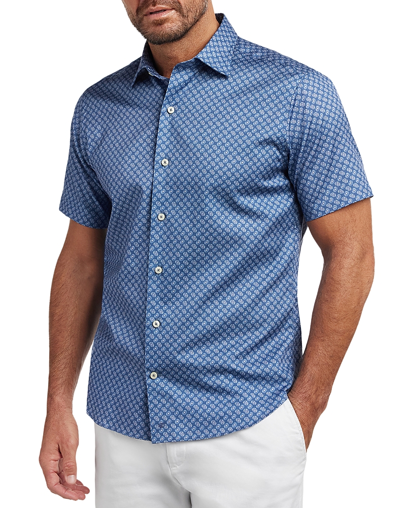 David Donahue Neat Print Short Sleeve Shirt