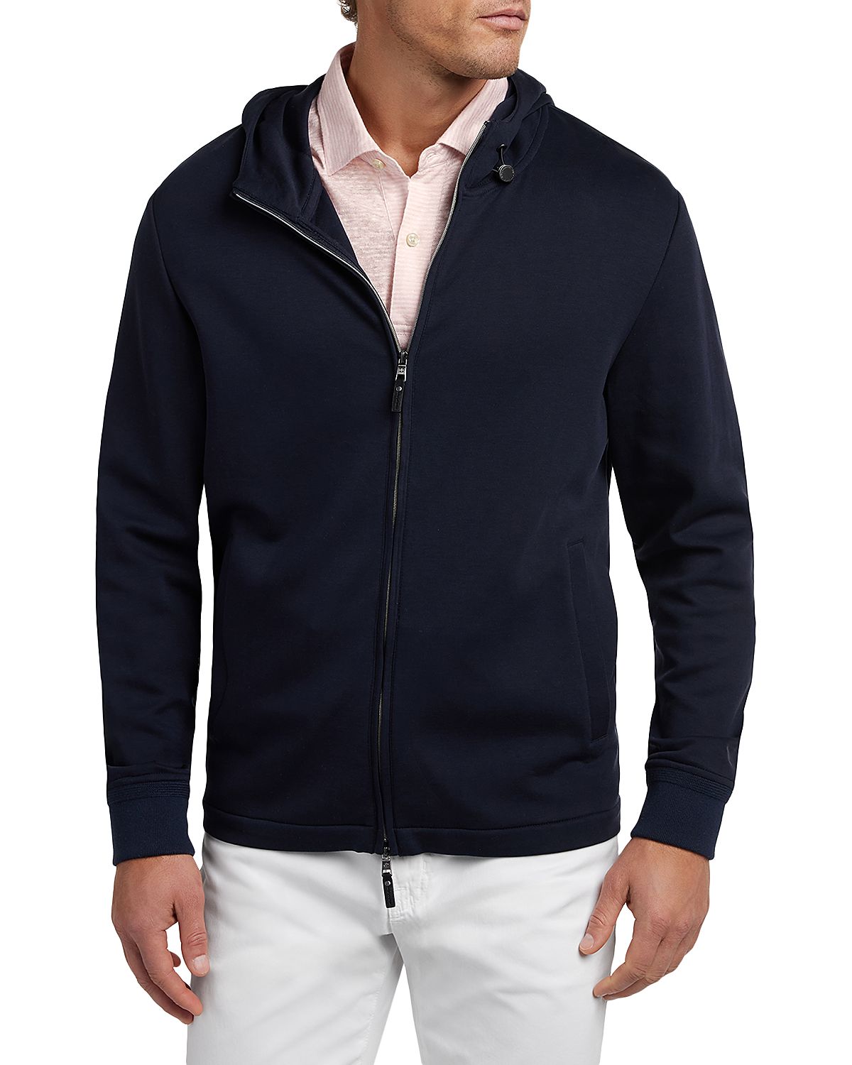 David Donahue Journey Cotton & Silk Blend Zip Hoodie